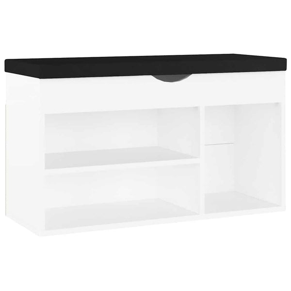 Schuhbank Weiß mit Kissen 80 cm