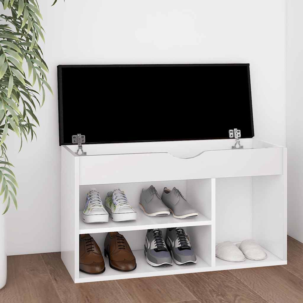 Schuhbank Weiß mit Kissen 80 cm
