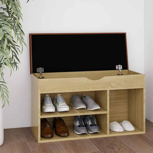 Schuhbank Sonoma Eiche mit Kissen 80cm