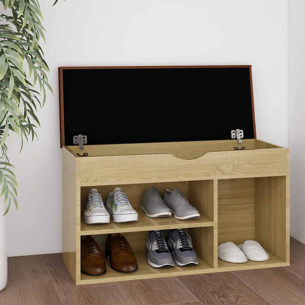 Schuhbank Sonoma Eiche mit Kissen 80cm