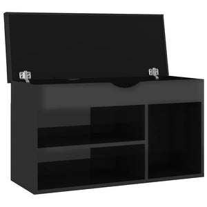 Schuhbank Schwarz Hochglanz mit Kissen 80cm