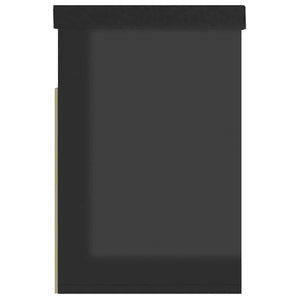 Schuhbank Schwarz Hochglanz mit Kissen 80cm