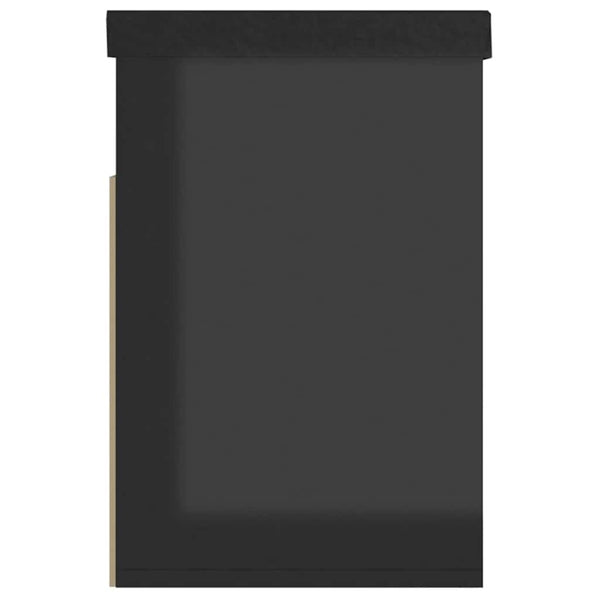 Schuhbank Schwarz Hochglanz mit Kissen 80cm