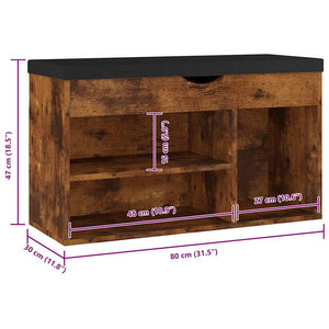 Schuhbank Räuchereiche mit Kissen 80cm
