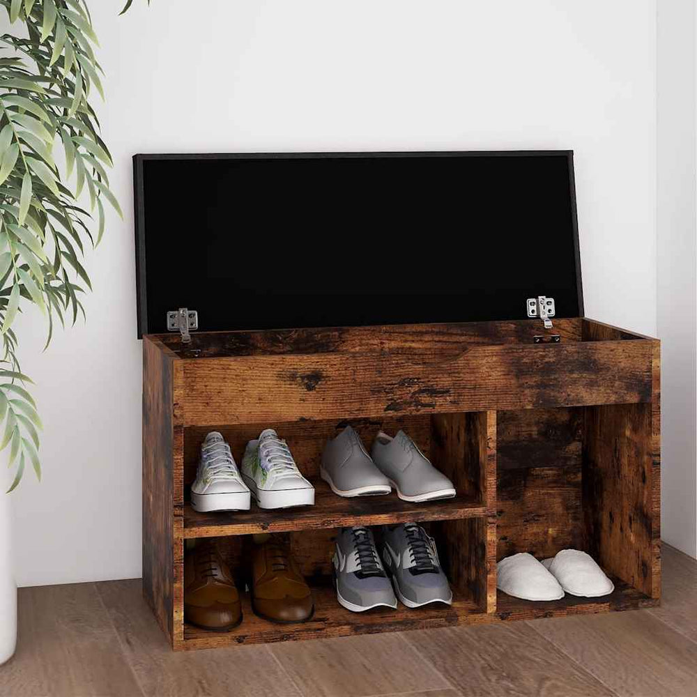 Schuhbank Räuchereiche mit Kissen 80cm