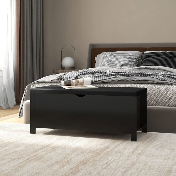 Sitzbank Schwarz mit Stauraum 105cm