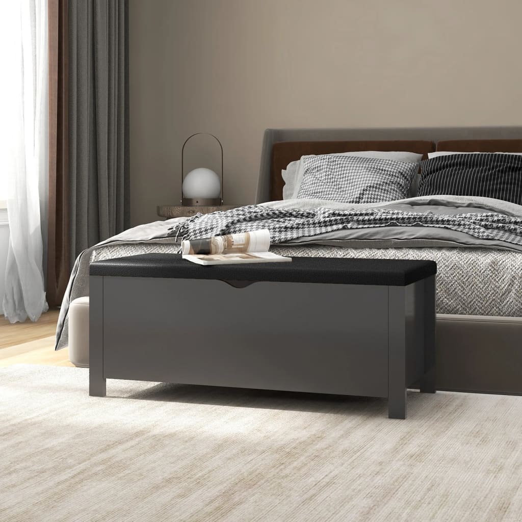 Sitzbank Grau mit Stauraum 105cm