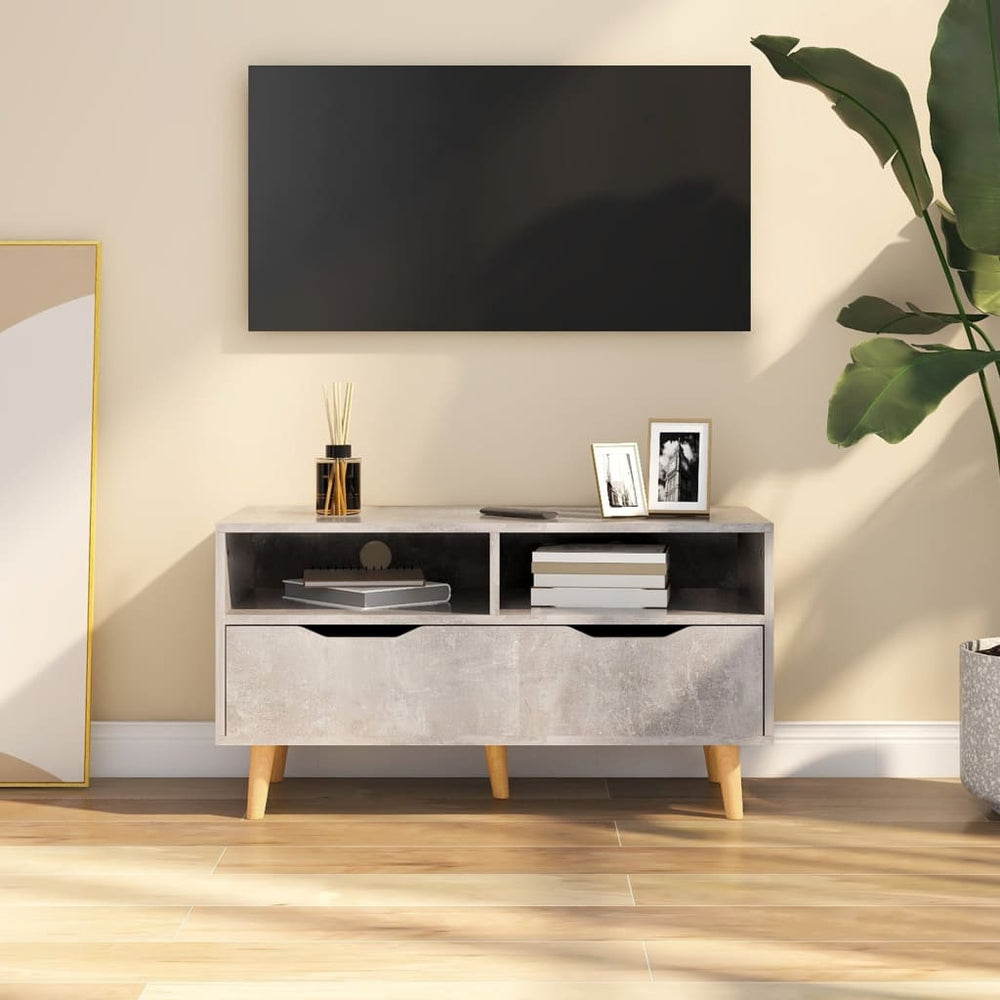 vidaXL Meuble TV Gris béton 90x40x48,5 cm Bois d'ingénierie