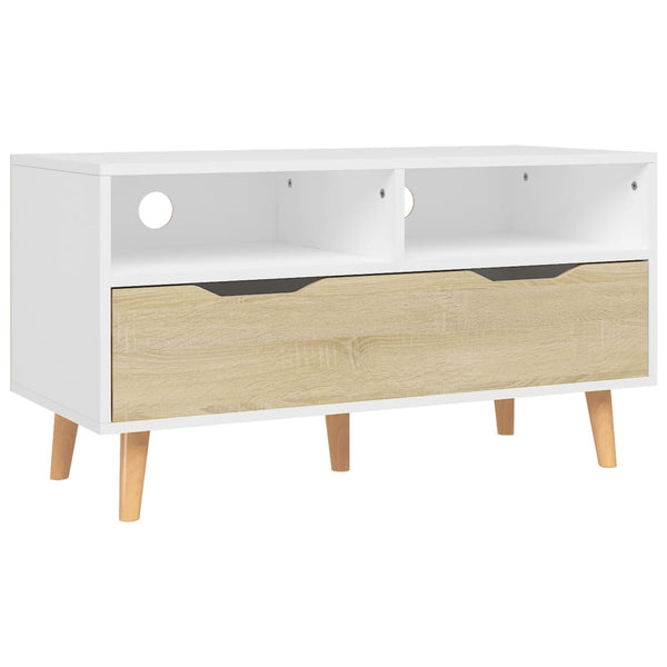 TV-Schrank Weiß Sonoma-Eiche 90 cm