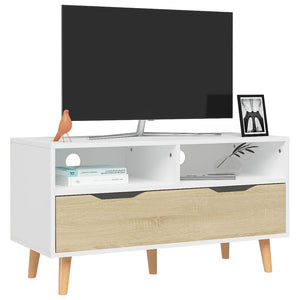 TV-Schrank Weiß Sonoma-Eiche 90 cm