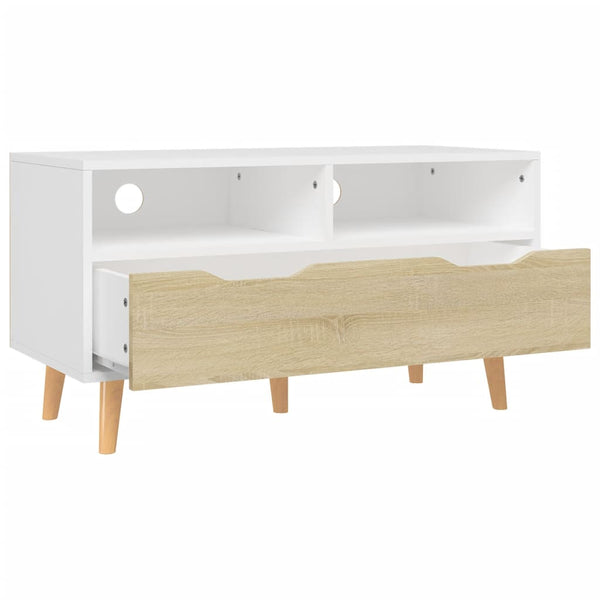 TV-Schrank Weiß Sonoma-Eiche 90 cm