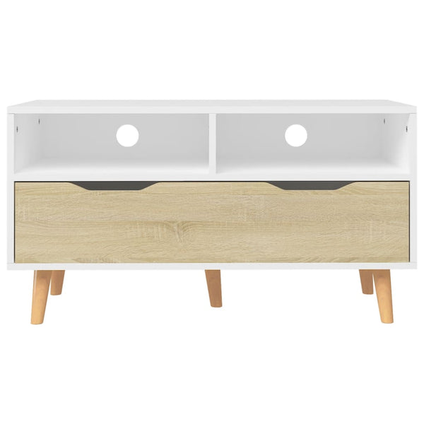 TV-Schrank Weiß Sonoma-Eiche 90 cm