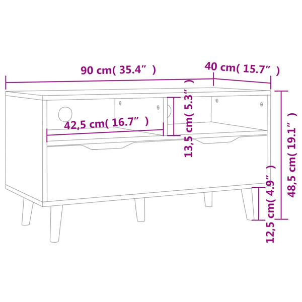 TV-Schrank Weiß Hochglanz 90 cm