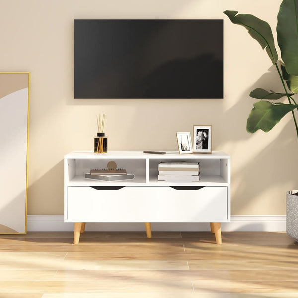 TV-Schrank Weiß Hochglanz 90 cm