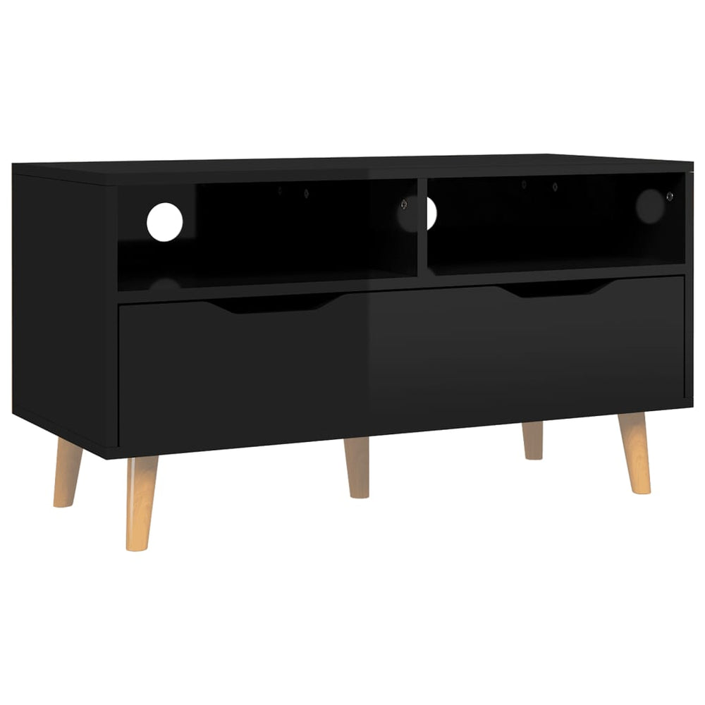 vidaXL Meuble TV Noir brillant 90x40x48,5 cm Bois d'ingénierie