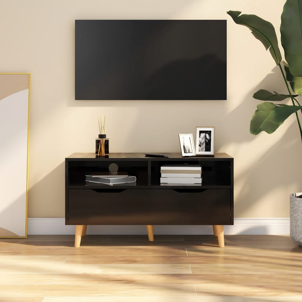 TV-Schrank Schwarz Hochglanz 90 cm