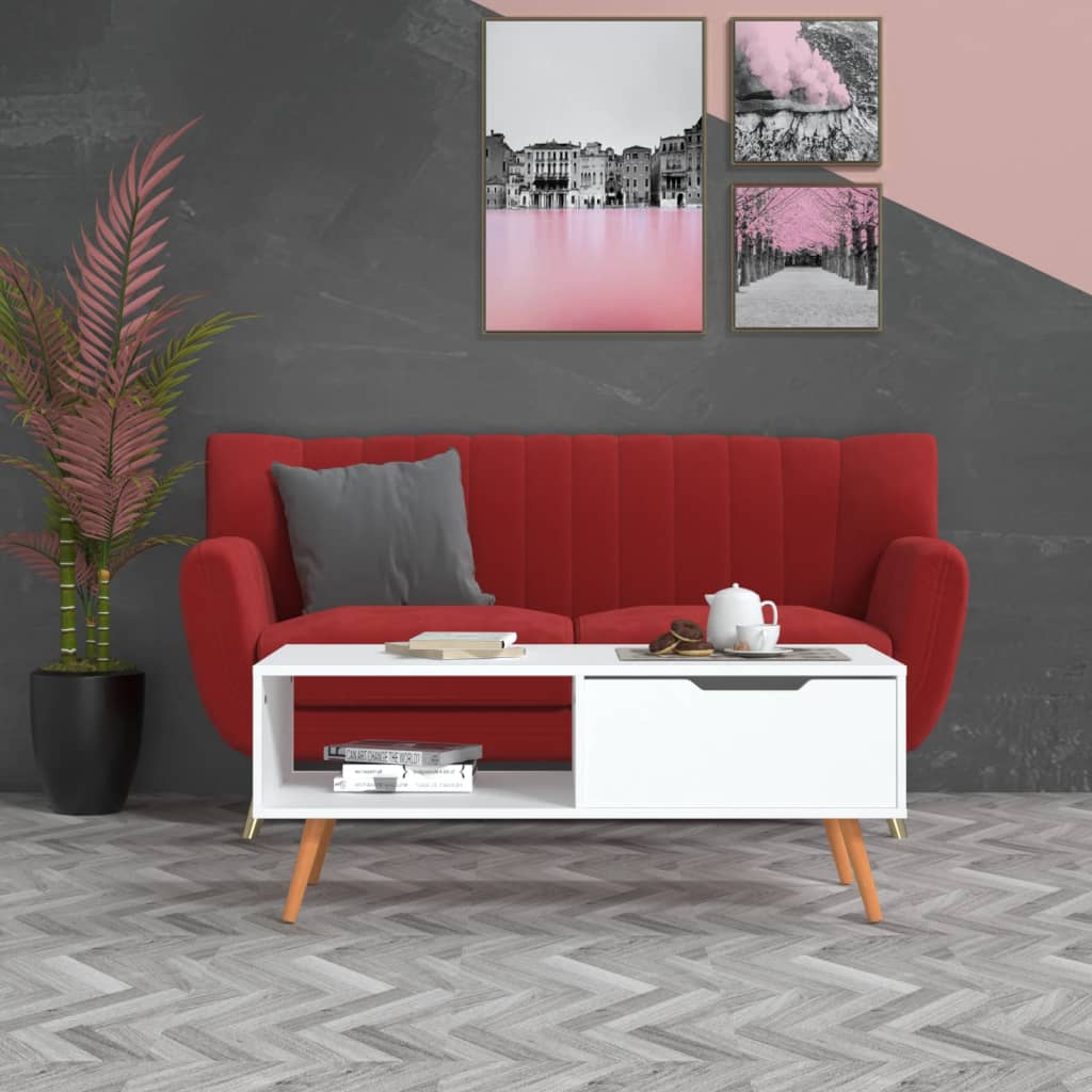 Weißer Couchtisch 100 cm Holzwerkstoff
