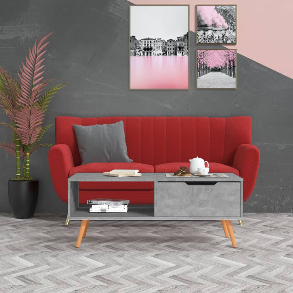 vidaXL Table basse gris béton 100x49,5x43 cm Bois d'ingénierie