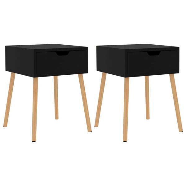 Nachttische 2er Set Schwarz Holz
