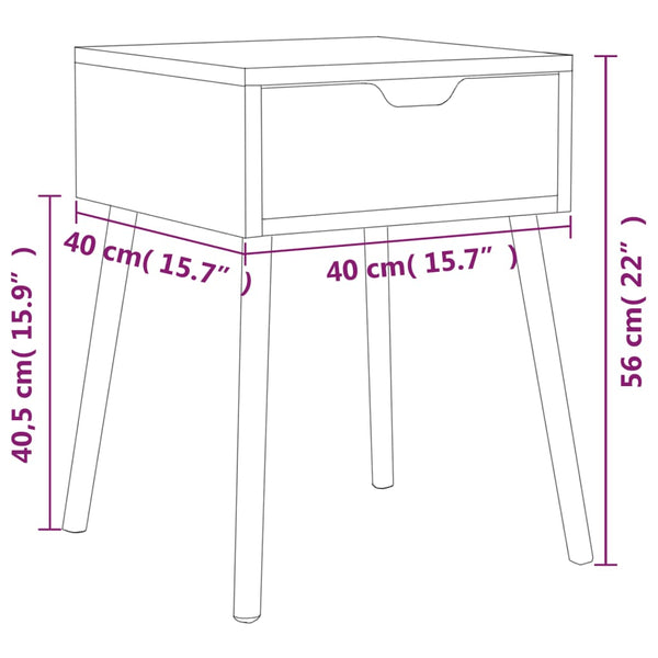 Grauer Nachttisch 40x40x56 cm