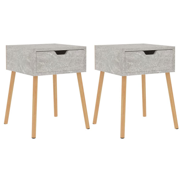 Nachttische 2er Set Betongrau 40x40 cm