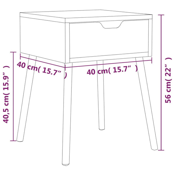 Nachttisch Weiß Sonoma-Eiche 40x40x56cm