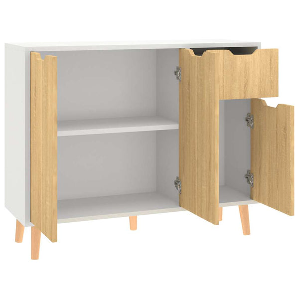 Sideboard Weiß Sonoma-Eiche 90 cm