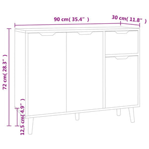 Sideboard Weiß Sonoma-Eiche 90 cm