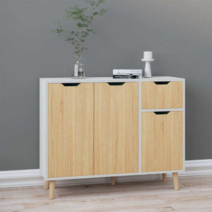 Sideboard Weiß Sonoma-Eiche 90 cm