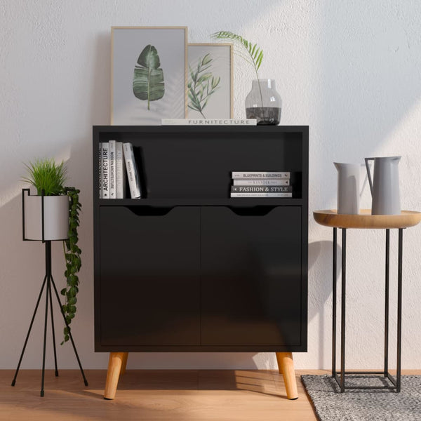 Sideboard Hochglanz Schwarz 60x30x72 cm