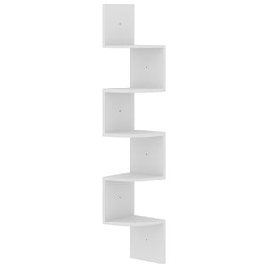Weißes Wand-Eckregal, 123 cm hoch