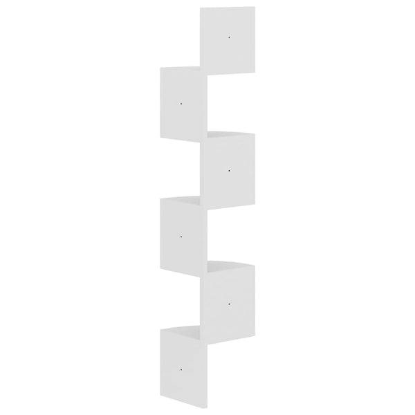 Weißes Wand-Eckregal, 123 cm hoch