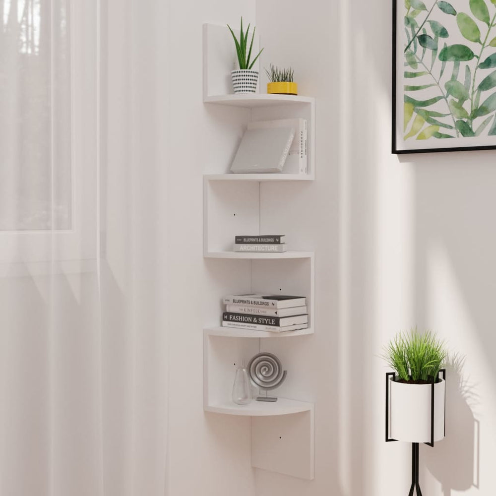 Weißes Wand-Eckregal, 123 cm hoch