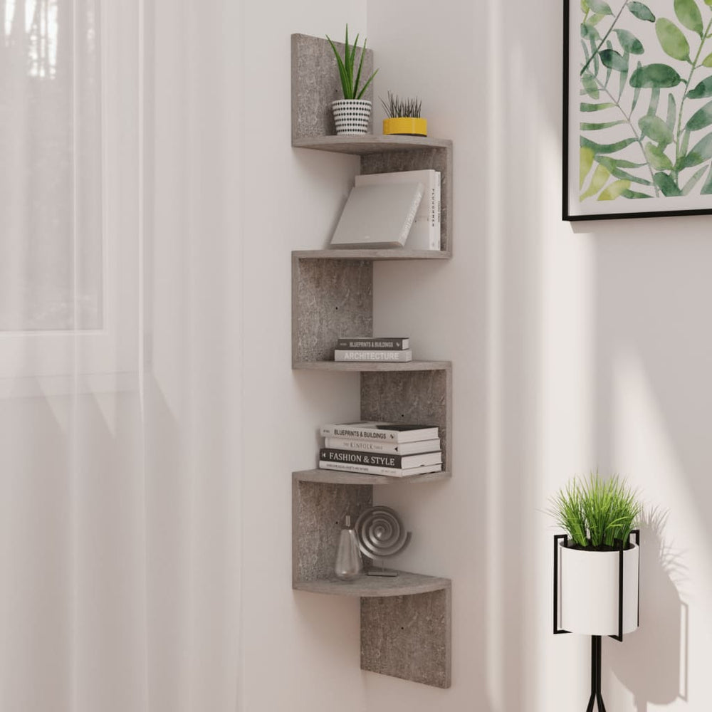 Eckregal Betongrau, 123 cm