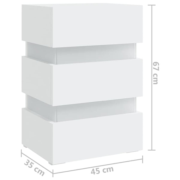 LED Nachttisch Weiß 45x35x67 cm
