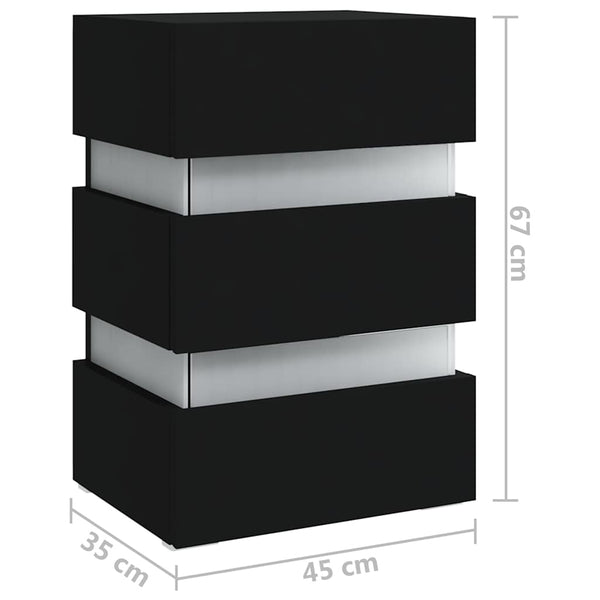 LED Nachttisch Schwarz 45x35x67 cm
