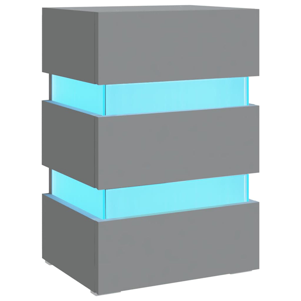 vidaXL LED Nightstand Gray 45x35x67 cm Engineered Wood