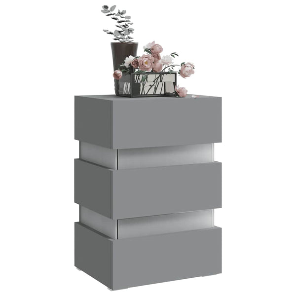 Grauer LED-Nachttisch 45x35x67 cm