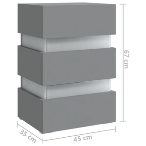 Grauer LED-Nachttisch 45x35x67 cm