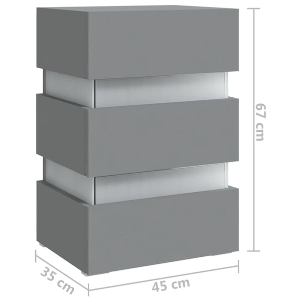 Grauer LED-Nachttisch 45x35x67 cm