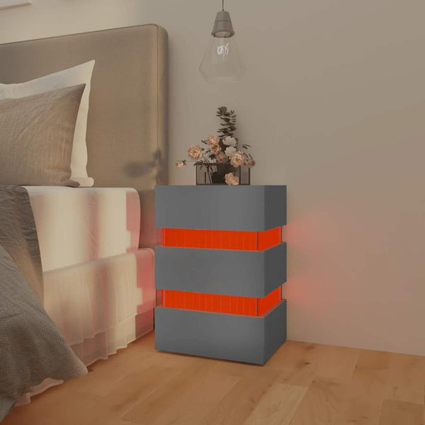 Grauer LED-Nachttisch 45x35x67 cm