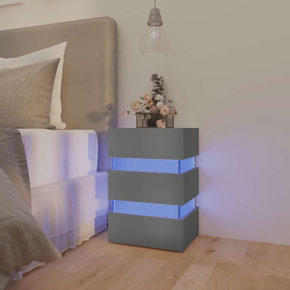 vidaXL LED Nightstand Gray 45x35x67 cm Engineered Wood