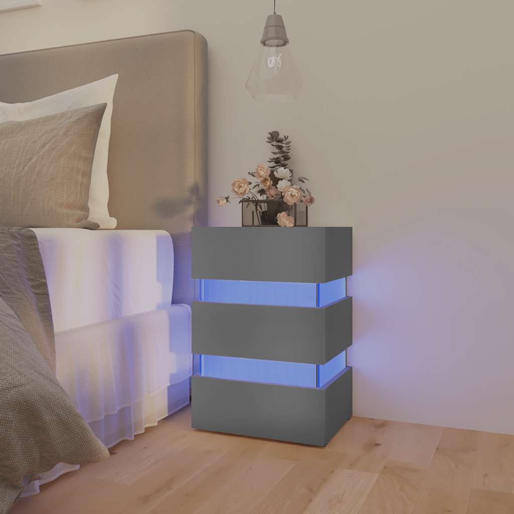 Grauer LED-Nachttisch 45x35x67 cm