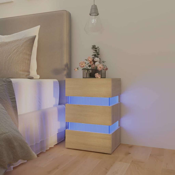 LED Nachttisch Sonoma Eiche 45x35x67 cm