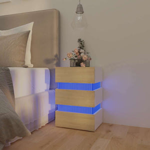 LED Nachttisch Weiß/Sonoma-Eiche 45x35x67cm