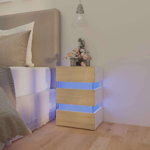 LED Nachttisch Weiß/Sonoma-Eiche 45x35x67cm