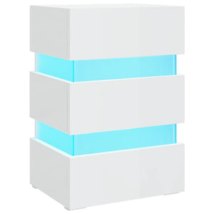 LED Nachttisch Weiß Hochglanz 45x35x67 cm