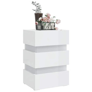 LED Nachttisch Weiß Hochglanz 45x35x67 cm