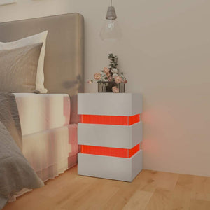 LED Nachttisch Weiß Hochglanz 45x35x67 cm