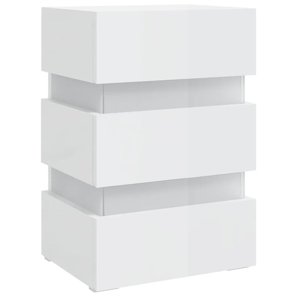 LED Nachttisch Weiß Hochglanz 45x35x67 cm